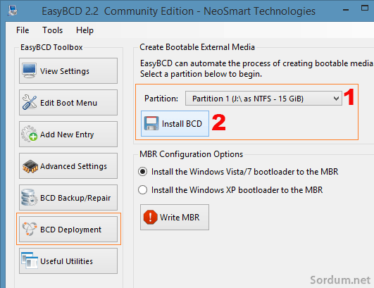 Easybcd ile bootable yap