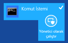 komut istemi hep yonetici olarak çalışsın