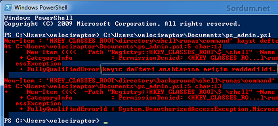 powershell yetkisizlik