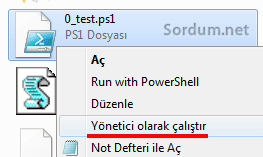 .ps1 ler yonetici olarak çalışssın