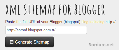 blogger için sitemap generator