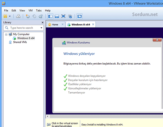 wmvare windows kuruluyor