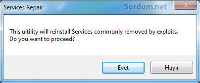 services repair uyarısı