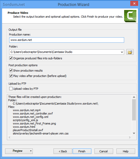 camtasia finish
