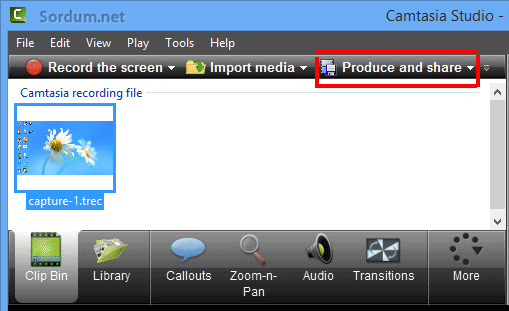 Camtasia produce and share