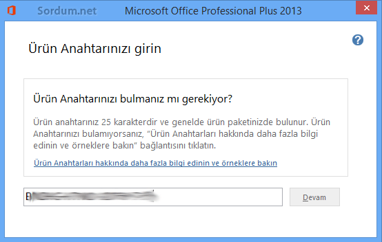 office ye yeni ürün anahtarı girmek