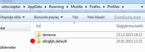 firefox profil klasoru