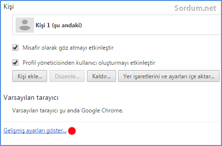 Chrome Gelişmiş ayarlar