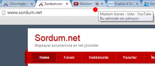 Chrome sekme sesi kisma