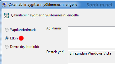 tak çıkar aygıt yükleme koruması etkin tak çıkar aygıt yükleme koruması etkin
