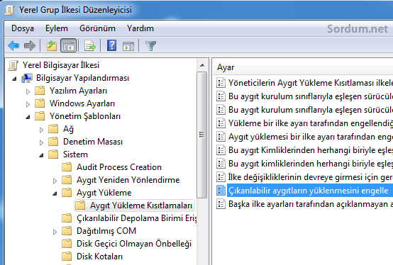 tak yükle aygıtları engelle tak yükle aygıtları engelle