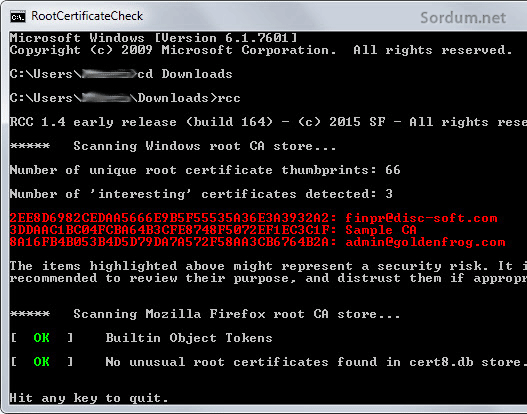 RCC şüpheli sertifika