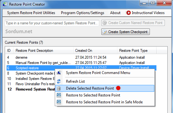 Restore Point creator