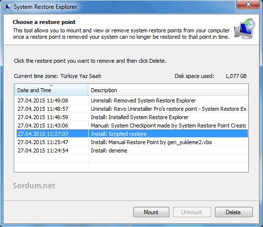 System restore explorer