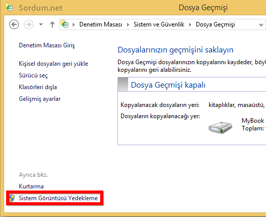 Sistem görüntüsü yedekleme