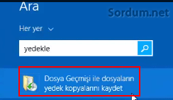 Windows 8.1 de yedekleme