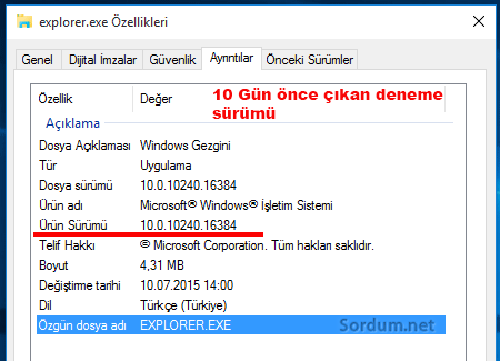 Windows 10 son deneme sürümü