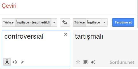 Sağ tık a google çeviri
