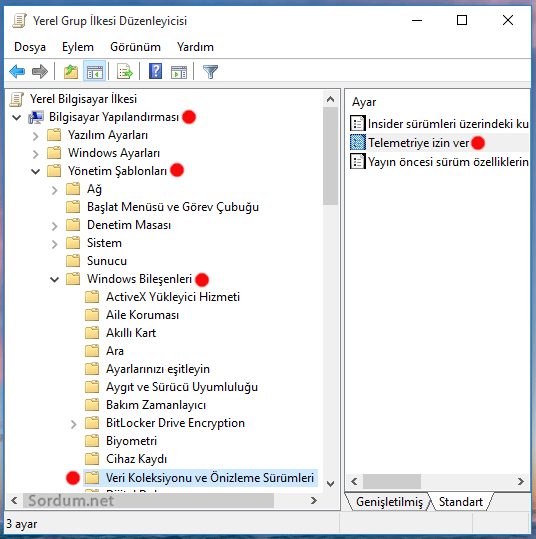 Windows 10 telemetri kapatma