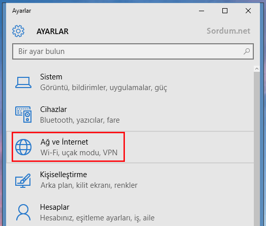 Windows 10 ağ ve internet