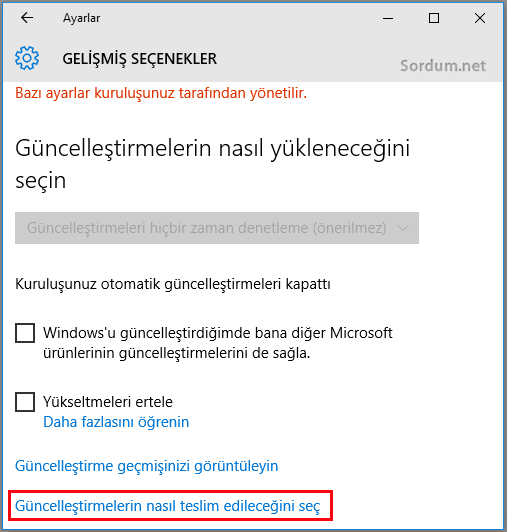 Windows 10 güncellemeler nasıl teslim edilir