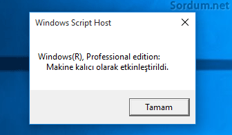 Windows 10 kalıcı aktif
