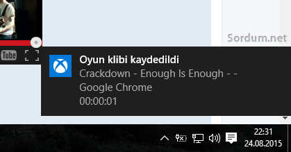 Windows 10 Oyun kaydı yapıldı