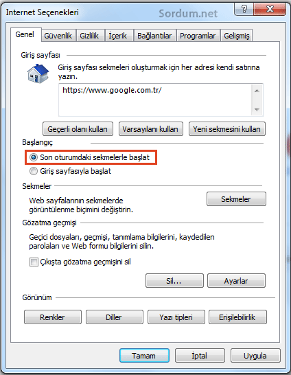 İnternet explorer kaldığı yerden devam etsin