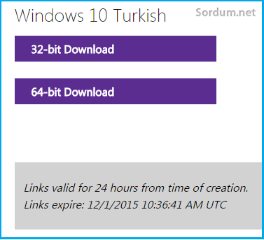 windows 10 indirme linkleri