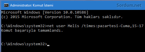 kullanıcı kısıtlaması gün saat
