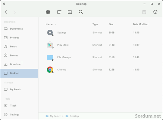 Remix OS dosya gezgini