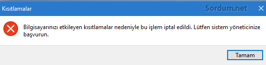 Kısıtlama uyarısı