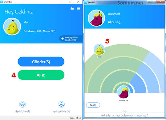 shareit alıcı bulundu