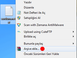 winrar sağ tuş temiz