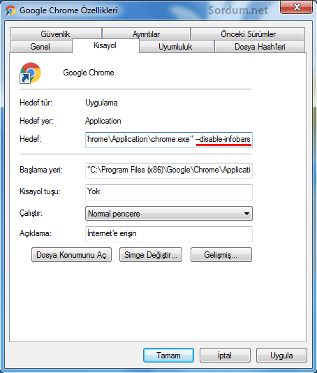Disable infobars
