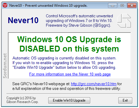 never10 ile windows 10 a güncellemeyi engelle