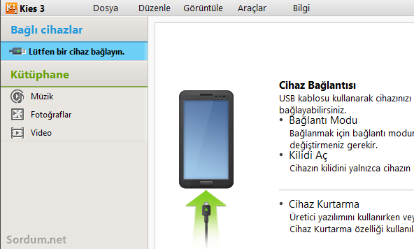 kies cihaz bağlantısı