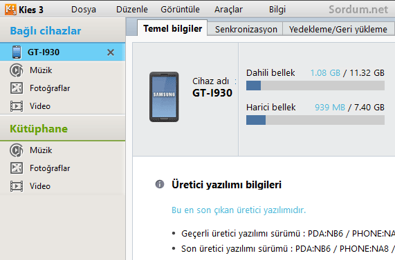 kies cihaz bilgileri