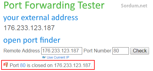 Port forwarding test