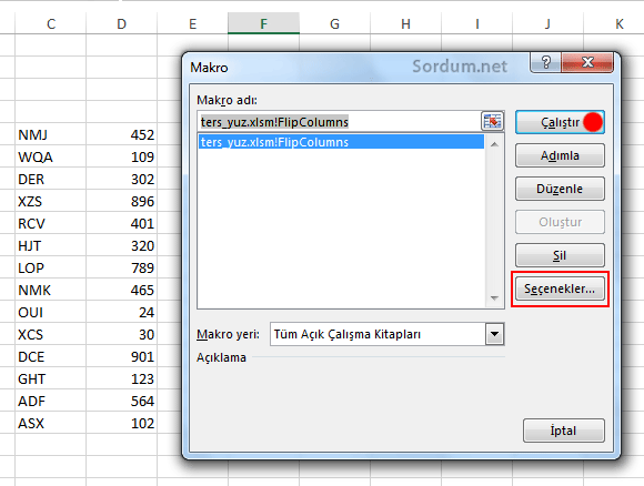 macro çalıştır ekranı macro çalıştır ekranı