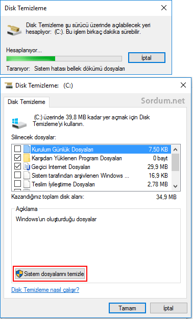 Sistem dosyalarını temizle