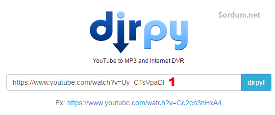 dirpy ile youtubedeb mp4 şeklinde indirme