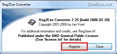 reg2exe register
