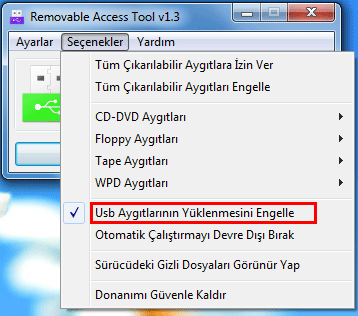 USB aygıtlarının yüklenmesini engelle