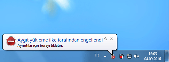USB aygıtı engellendi