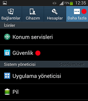 android güvenlik ayarı