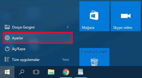 Windows 10 ayarlar