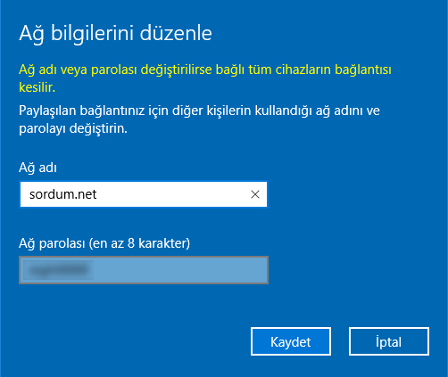 Ağ bilgilerini düzenle