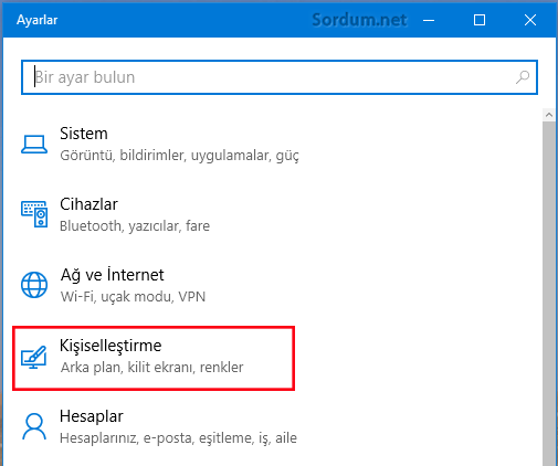 Windows 10 kişiselleştirme ayarları