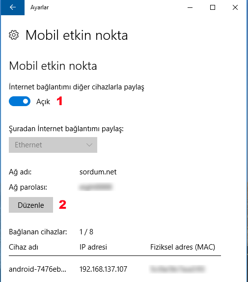 Paylaşım ayarları